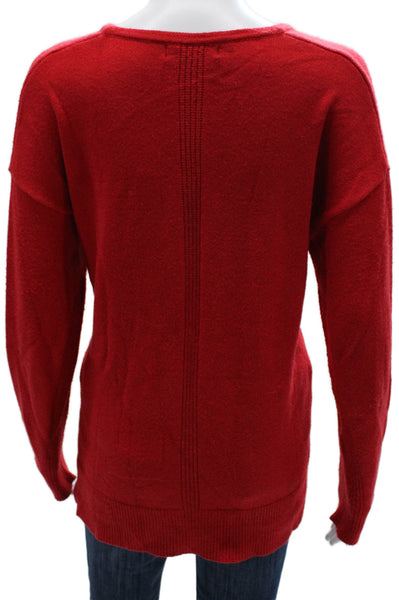 Renuar Womens Pullover Sweater V-Neck Long Sleeve Viscose Red Size L