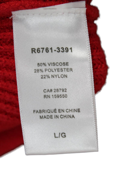 Renuar Womens Pullover Sweater V-Neck Long Sleeve Viscose Red Size L