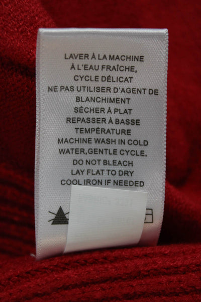 Renuar Womens Pullover Sweater V-Neck Long Sleeve Viscose Red Size L