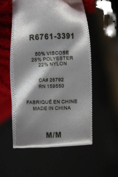 Renuar Women Red V Neck Viscose Pullover Long Sleeve Solid Fall Size M
