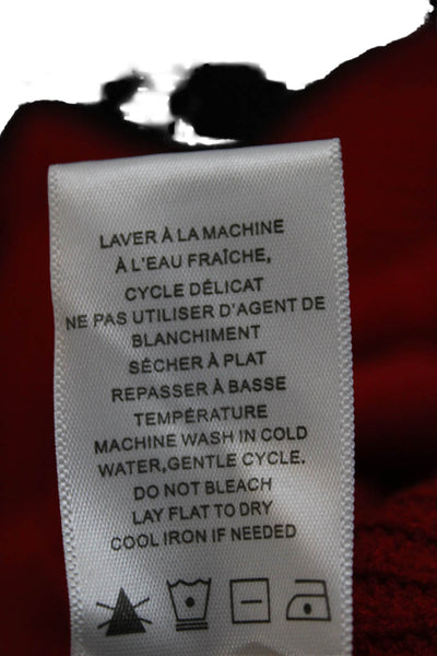 Renuar Women Red V Neck Viscose Pullover Long Sleeve Solid Fall Size M
