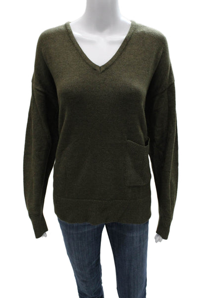 Renuar Womens Pullover Sweater V Neck Green Viscose Long Sleeve Size 2X