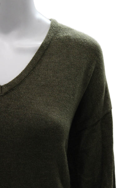 Renuar Womens Pullover Sweater V Neck Green Viscose Long Sleeve Size 2X