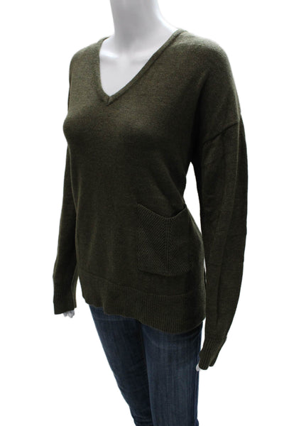 Renuar Womens Pullover Sweater V Neck Green Viscose Long Sleeve Size 2X