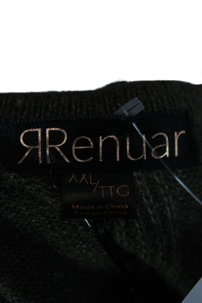 Renuar Womens Pullover Sweater V Neck Green Viscose Long Sleeve Size 2X