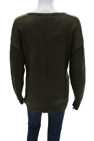 Renuar Women V-Neck Pullover Sweater Green Viscose Long Sleeve Size M