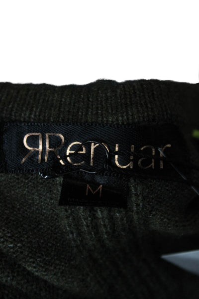 Renuar Women V-Neck Pullover Sweater Green Viscose Long Sleeve Size M