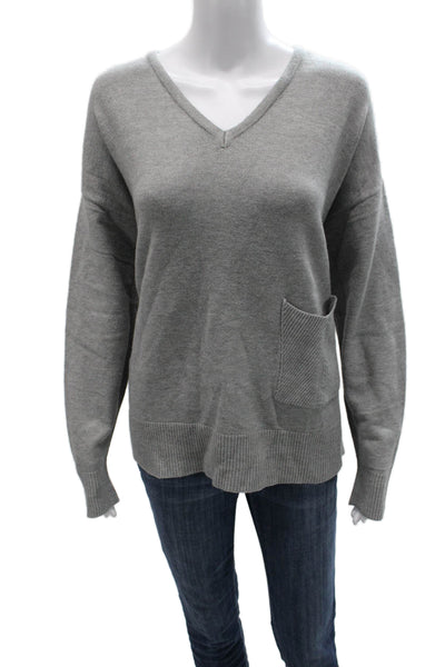 Renuar Women Gray V Neck Viscose Pullover Sweater Long Sleeve Size 2XL