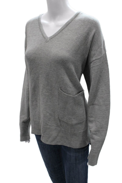 Renuar Women Gray V Neck Viscose Pullover Sweater Long Sleeve Size 2XL