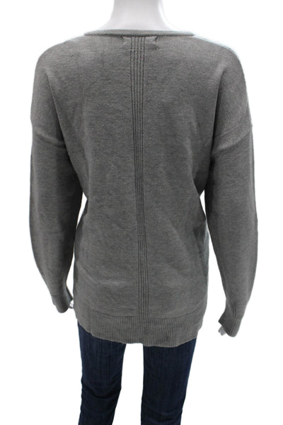 Renuar Women Gray V Neck Viscose Pullover Sweater Long Sleeve Size 2XL