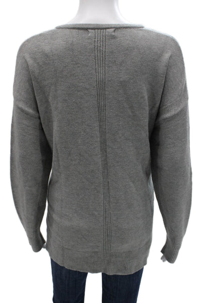 Renuar Women V-Neck Pullover Sweater Gray Long Sleeve Viscose Blend Size L