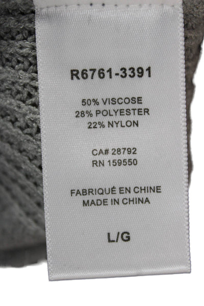 Renuar Women V-Neck Pullover Sweater Gray Long Sleeve Viscose Blend Size L