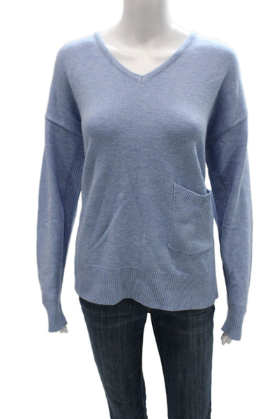 Renuar Women Pullover V Neck Blue Long Sleeve Solid Viscose Size 2X