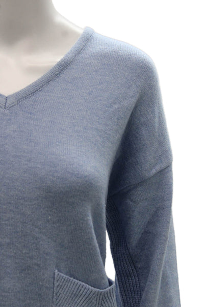 Renuar Women Pullover V Neck Blue Long Sleeve Solid Viscose Size 2X