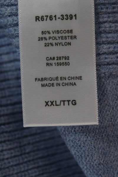 Renuar Women Pullover V Neck Blue Long Sleeve Solid Viscose Size 2X