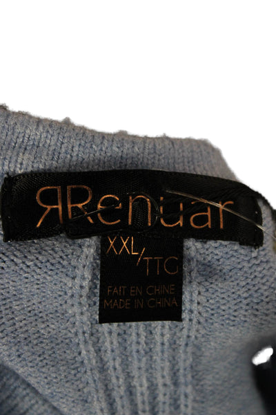 Renuar Women Pullover V Neck Blue Long Sleeve Solid Viscose Size 2X