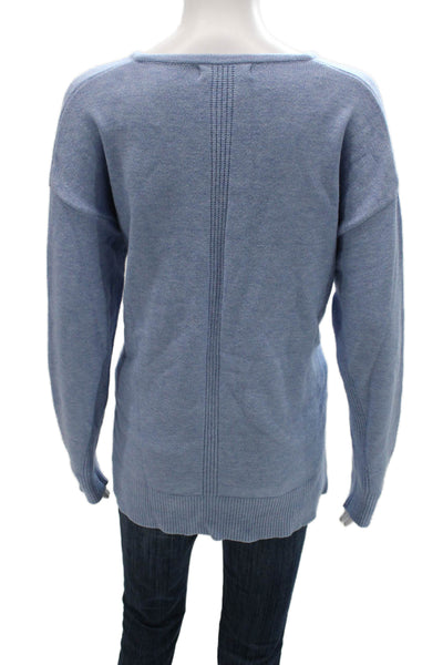 Renuar Women Pullover Sweater V-Neck Blue Long Sleeve Size L