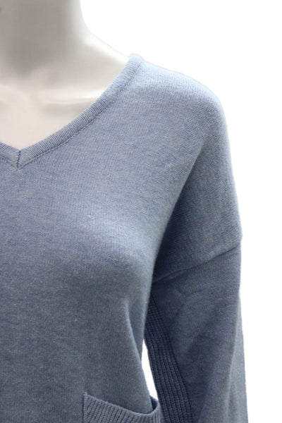 Renuar Womens Pullover Sweater V-Neck Viscose Blue Fall Size M