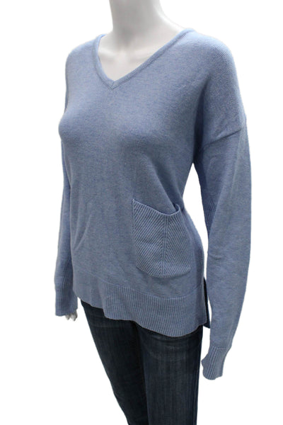 Renuar Womens Pullover Sweater V-Neck Viscose Blue Fall Size M
