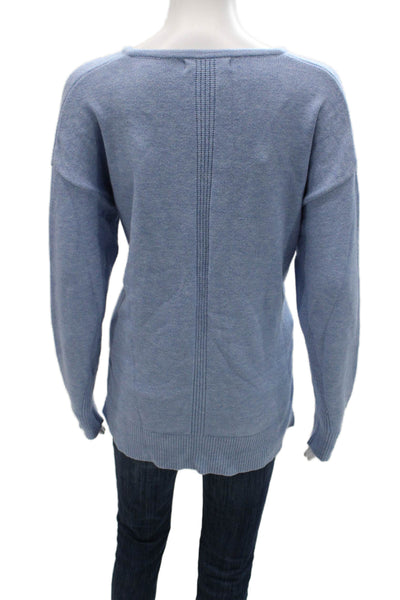 Renuar Womens Pullover Sweater V-Neck Viscose Blue Fall Size M