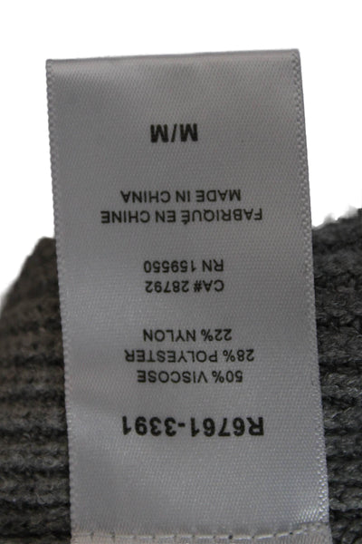Renuar Women V-Neck Viscose Pullover Sweater Gray Long Sleeve Size M