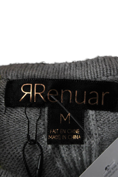 Renuar Women V-Neck Viscose Pullover Sweater Gray Long Sleeve Size M