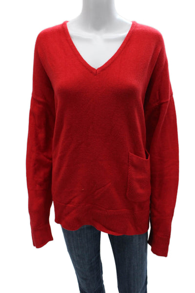 Renuar Women Pullover Sweater Red V-Neck Long Sleeve Viscose Size 2X
