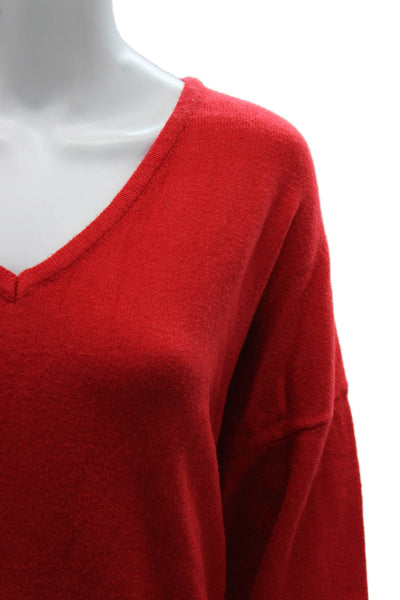 Renuar Women Pullover Sweater Red V-Neck Long Sleeve Viscose Size 2X