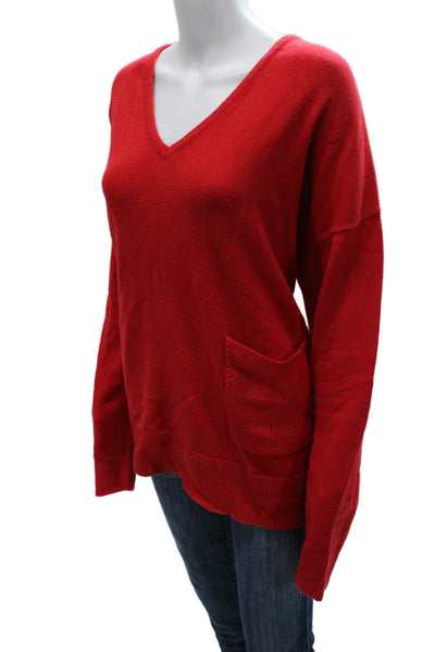Renuar Women Pullover Sweater Red V-Neck Long Sleeve Viscose Size 2X