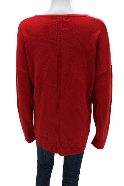 Renuar Women Pullover Sweater Red V-Neck Long Sleeve Viscose Size 2X