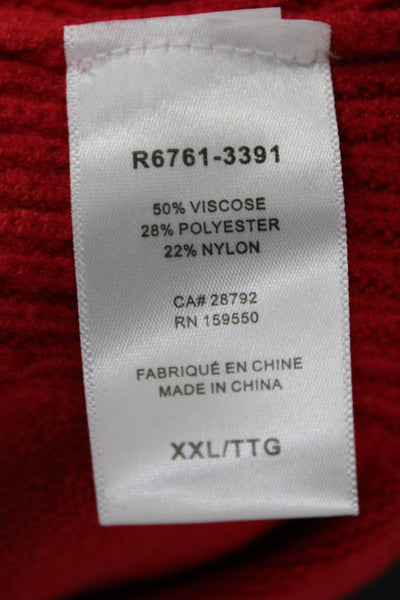 Renuar Women Pullover Sweater Red V-Neck Long Sleeve Viscose Size 2X