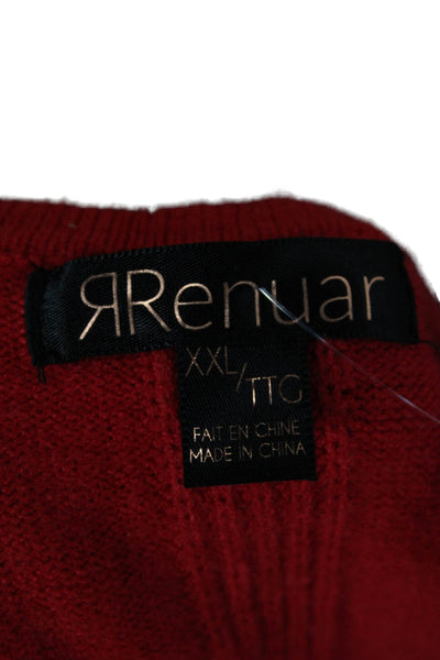 Renuar Women Pullover Sweater Red V-Neck Long Sleeve Viscose Size 2X