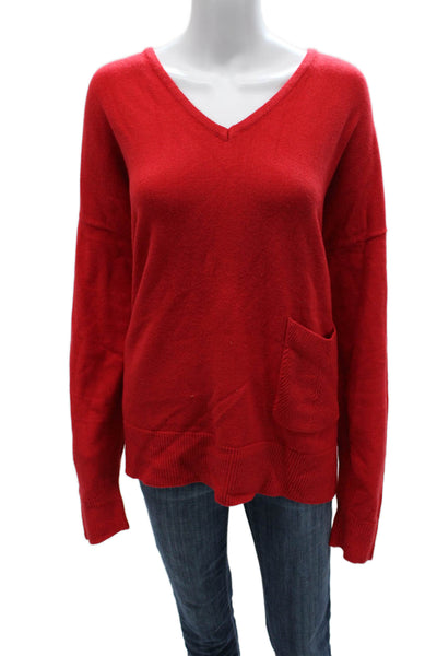 Renuar Women Pullover V-Neck Long Sleeve Sweater Red Size 2X