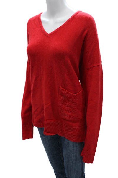 Renuar Women Pullover V-Neck Long Sleeve Sweater Red Size 2X