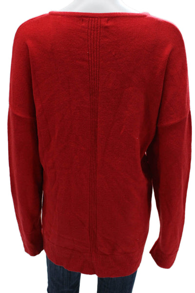 Renuar Women Pullover V-Neck Long Sleeve Sweater Red Size 2X