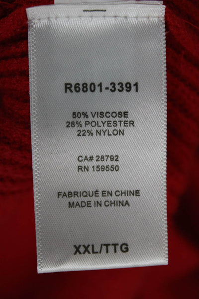 Renuar Women Pullover V-Neck Long Sleeve Sweater Red Size 2X