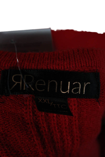 Renuar Women Pullover V-Neck Long Sleeve Sweater Red Size 2X