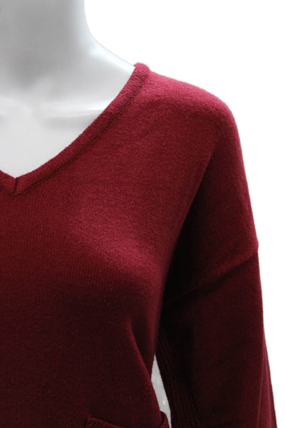 Renuar Women Pullover Sweater V-Neck Red Long Sleeve Size M