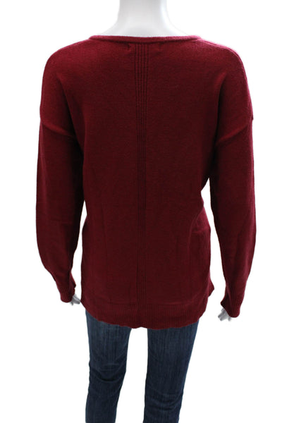 Renuar Women Pullover Sweater V-Neck Red Long Sleeve Size M
