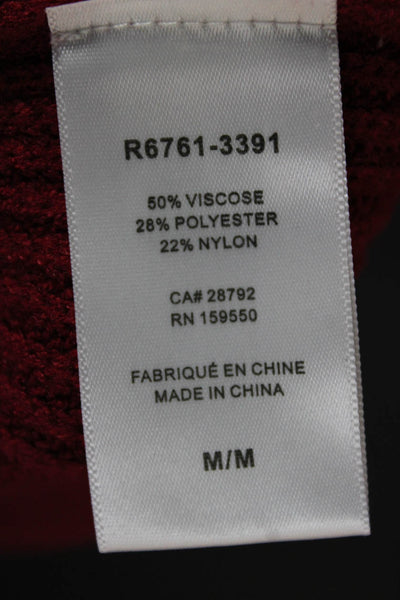 Renuar Women Pullover Sweater V-Neck Red Long Sleeve Size M