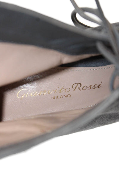Gianvito Rossi Womens Suede Lace Up Peep Toe Ankle Boots Grey Size 36.5 6.5