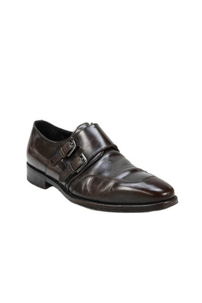 Salvatore Ferragamo Mens Leather Buckle Closure Dress Shoes Brown Size 6.5 EE