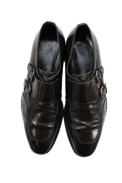 Salvatore Ferragamo Mens Leather Buckle Closure Dress Shoes Brown Size 6.5 EE