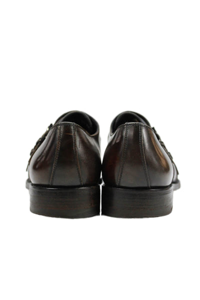 Salvatore Ferragamo Mens Leather Buckle Closure Dress Shoes Brown Size 6.5 EE