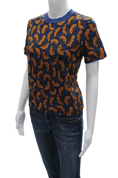 Weekend Max Mara Womens Floral Short Sleeve Crew Neck Viscose T-Shirt Size S