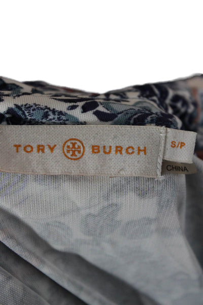 Tory Burch Women Floral Rayon Collared Button-Up Long Sleeve Petites Size S