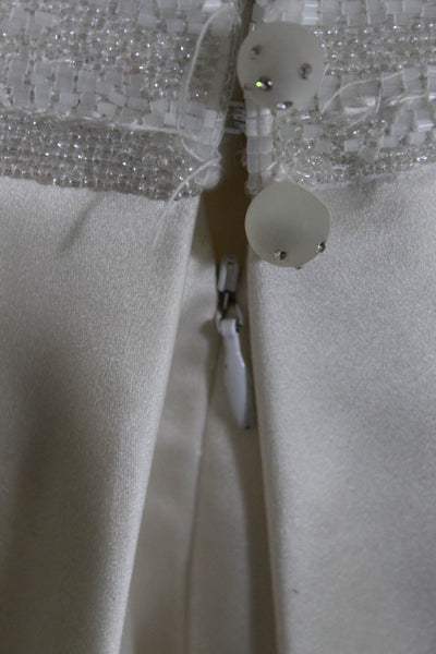 Peter Langner Womens Beaded A-Line Full Length Wedding Gown White Size EUR 44