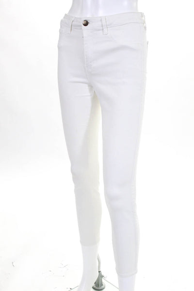 L'Agence Womens Mid-Rise Skinny Slim Leg Jeans Pants White Cotton Size 27