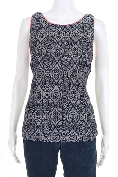 Tart Womens Printed Sleeveless Scoop Neck Blouse Blue Orange Size Large