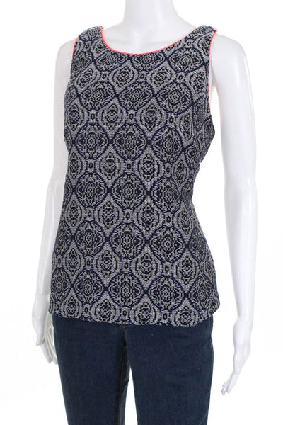 Tart Womens Printed Sleeveless Scoop Neck Blouse Blue Orange Size Large